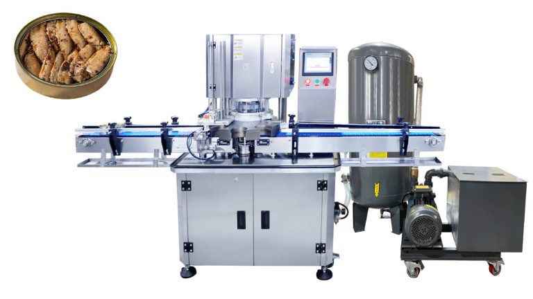 Fully auto canned fish vacuum can seaming machine