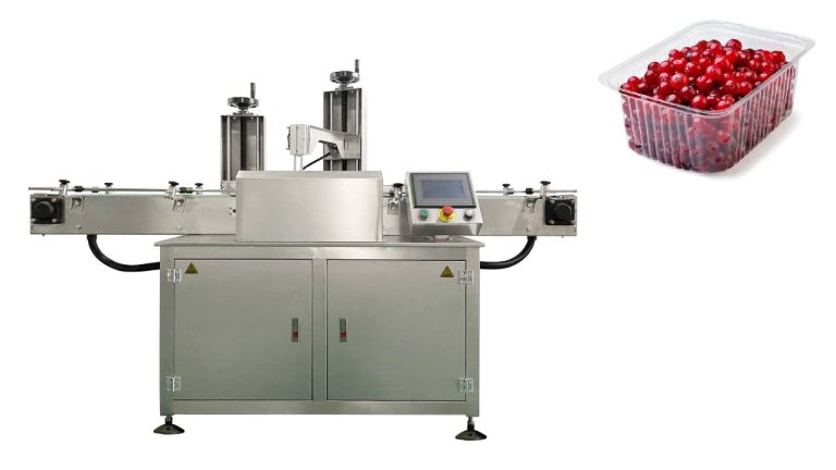 Automatic cranberry plastic box taping sealing machine